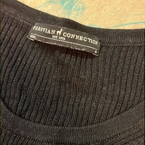 Peruvian Connection Ribbed Pima Cotton Sweater Medium C28 - Picture 4 of 6